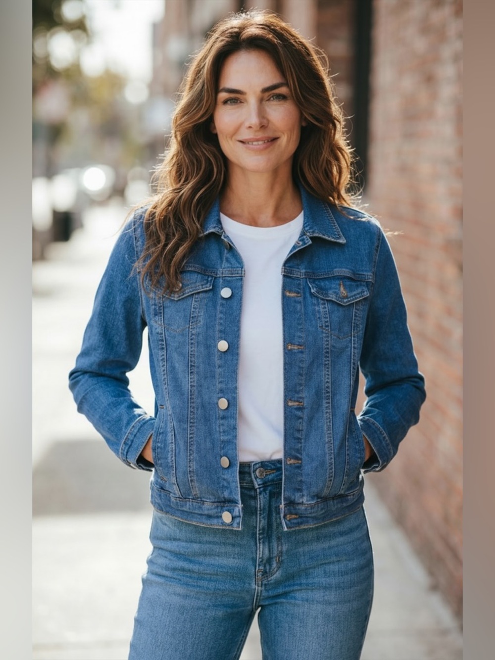 Ling Collection Stretch Denim Jacket Sequin Back Panel Medium